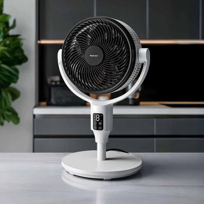 AirFlo Plus 112 cm Hybrid Pedestal Fan - Ultra-Quiet Air Circulator - White/Black