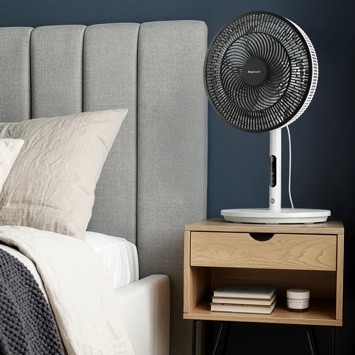 AirFlo™ Slim 109 cm Hybrid Pedestal Fan - Ultra- Quiet Air Circulator - White/Black