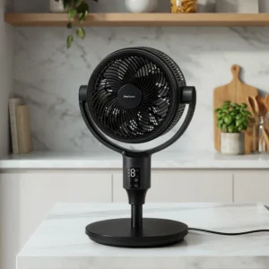 AirFlo Plus 112 cm Smart Hybrid Pedestal Fan - Ultra-Quiet Air Circulator - Black