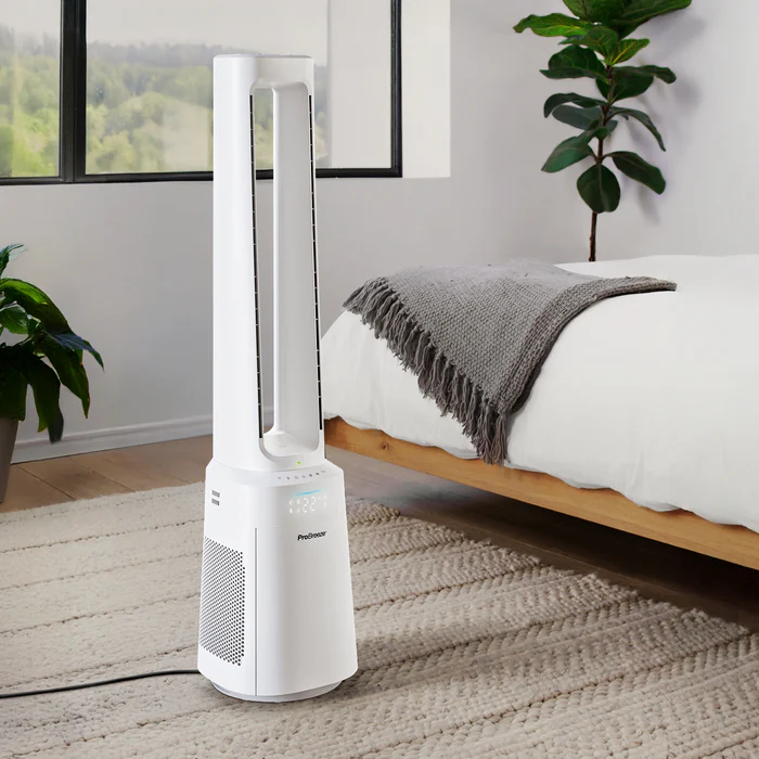 OmniAir 104 cm Premium Bladeless Tower Fan and Air Purifier with Smart App Control - White