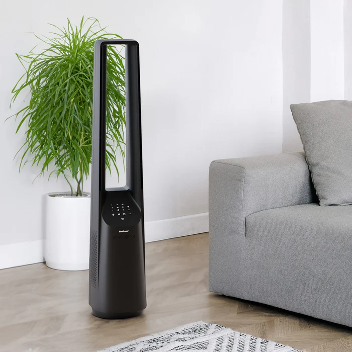 102 cm Bladeless Tower Fan with Smart App Control - Black