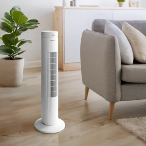 76 cm Oscillating Tower Fan with Touch Panel - White